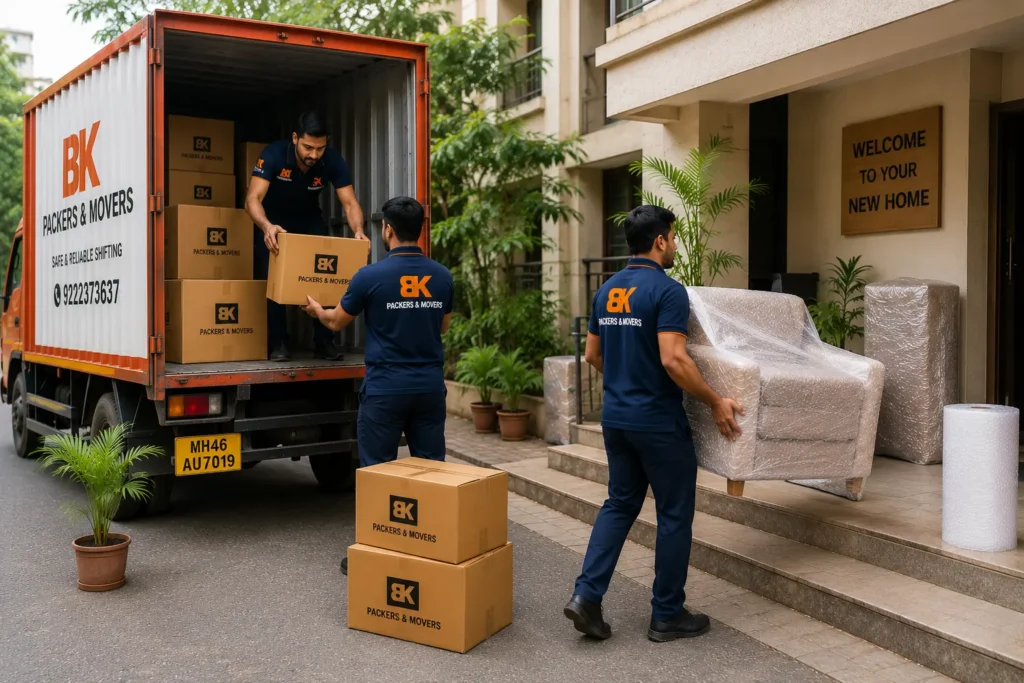 BK Packers and Movers delivering furniture and household items to a new home in Panvel