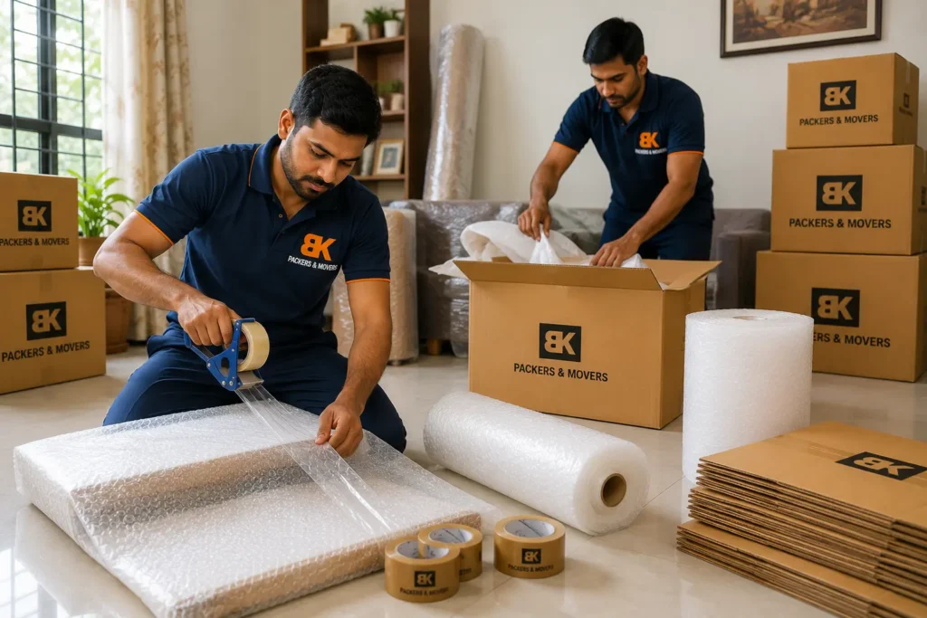 BK Packers and Movers using quality packing materials for safe relocation services in Panvel